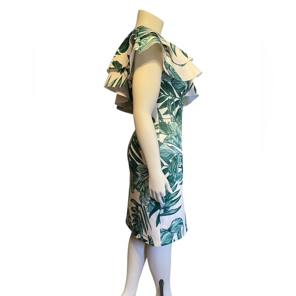 Alexia Admor Tropical Leaf One Shoulder Sheath Midi Dress Women’s Size M NWT - Picture 3 of 13
